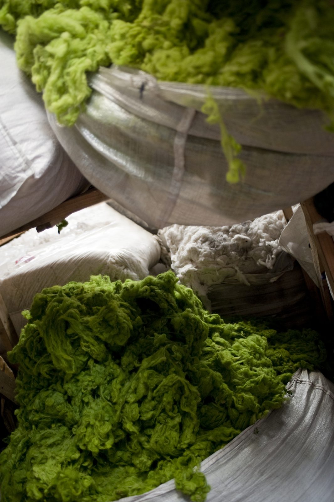 Green wool from the dye house