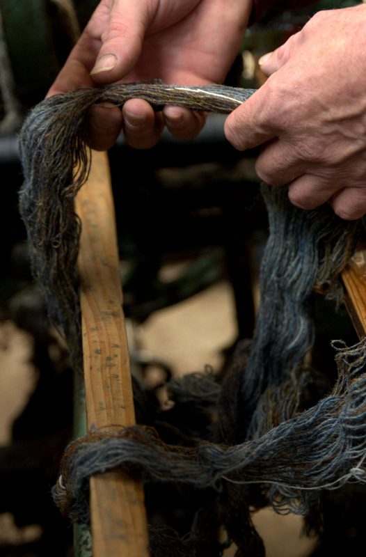 A hank of blue yarn