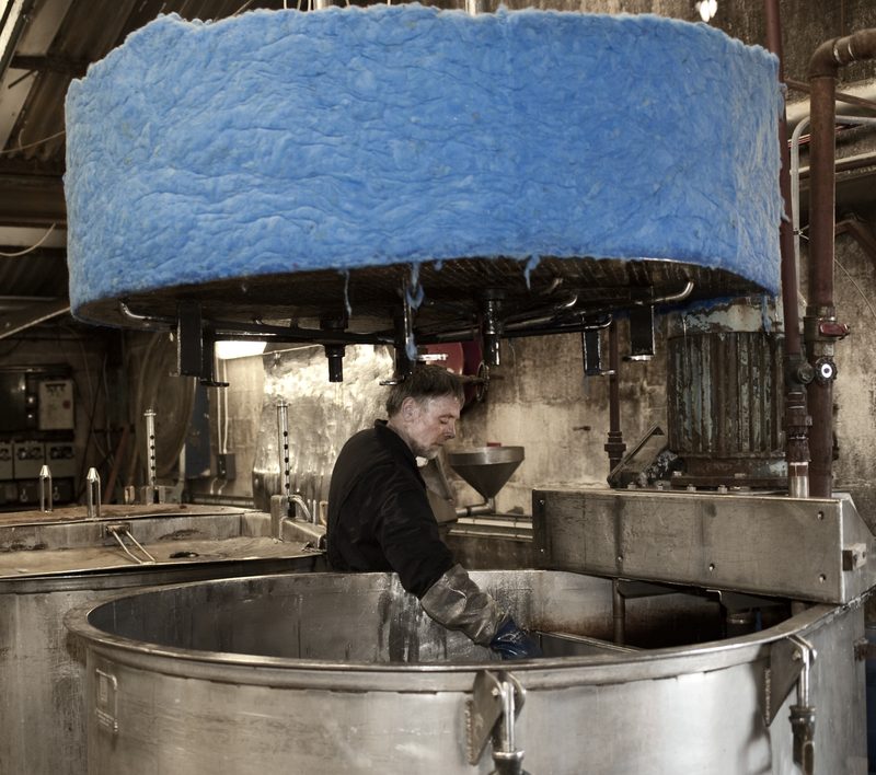 Blue wool over the dye vats