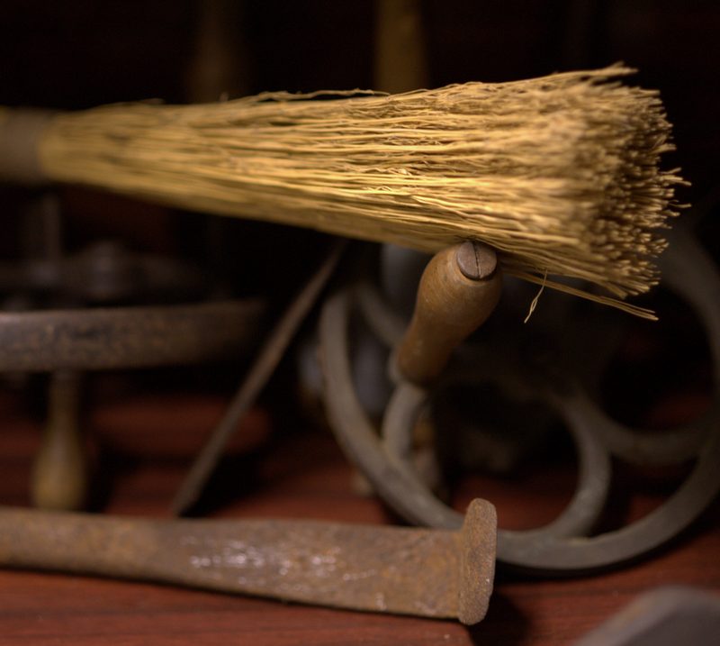 Old Hattersley loom brush and weaving tools