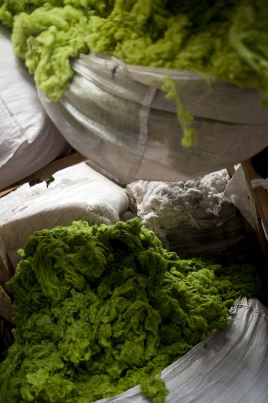 Green wool from the dye house