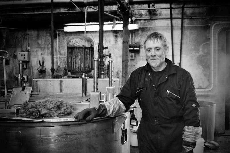 Harris Tweed dye pot - with mill worker