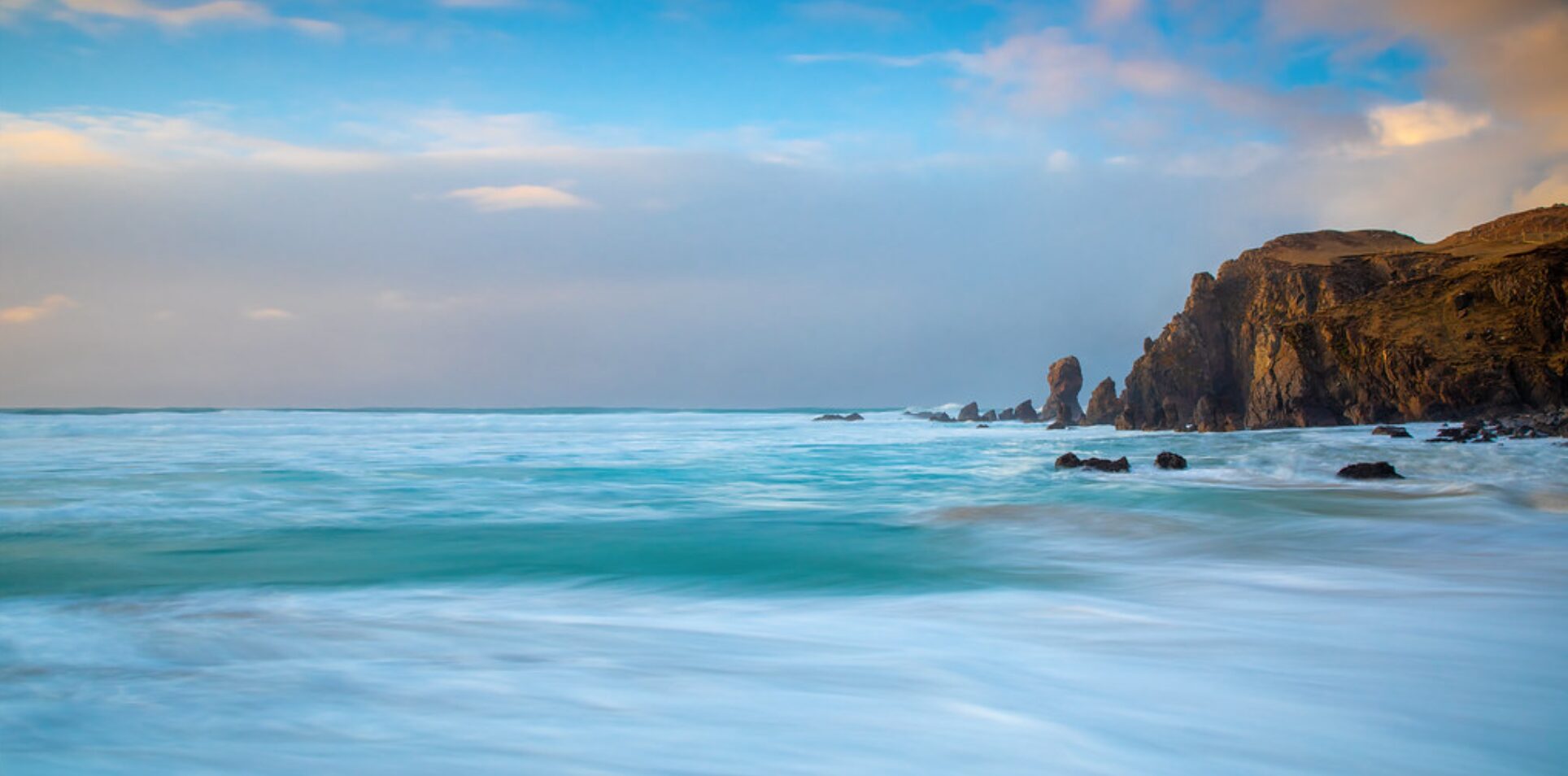 Atlantic surf against the cliffs on the Isle of Lewis