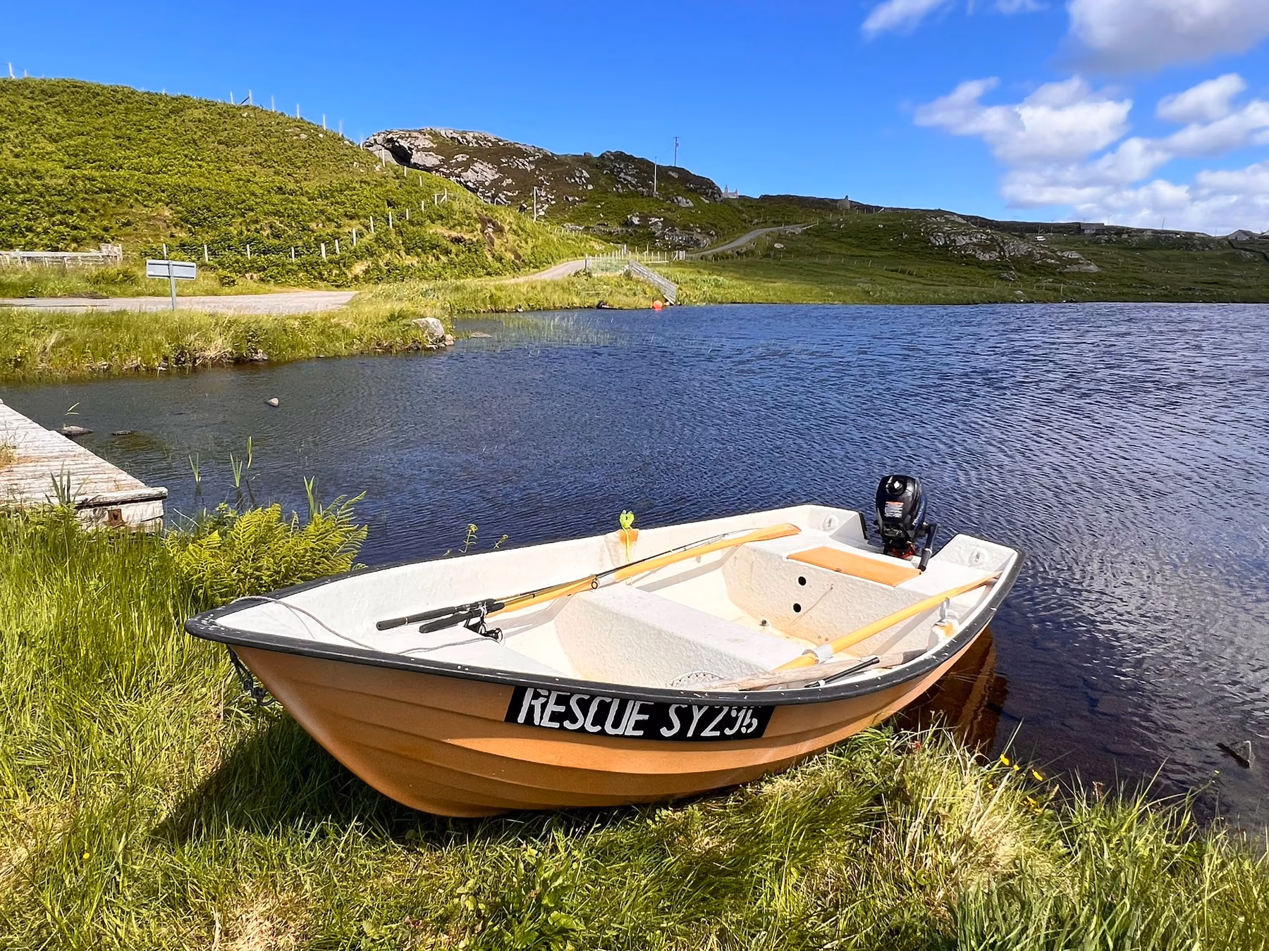 A small boat for trout fishing on Loch an Duin